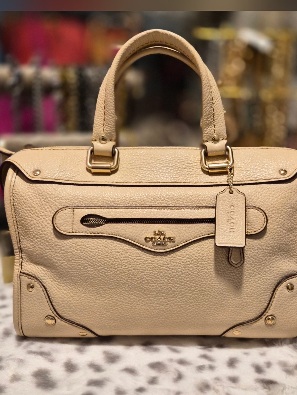 NWOT Coach Millie Satchel Crossbody in Ivory Pebbled Leather CE633